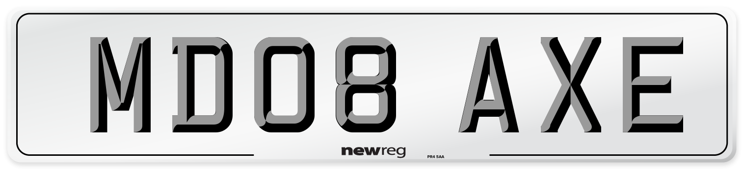MD08 AXE Number Plate from New Reg
